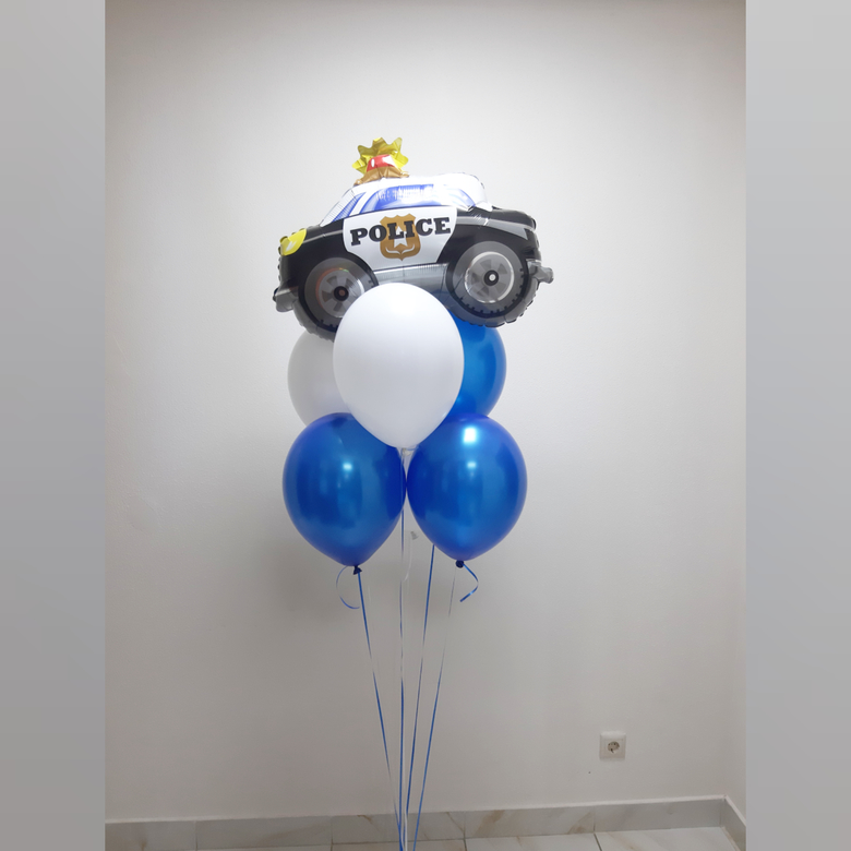 Букет Машинка полиция и 6 шаров на грузе