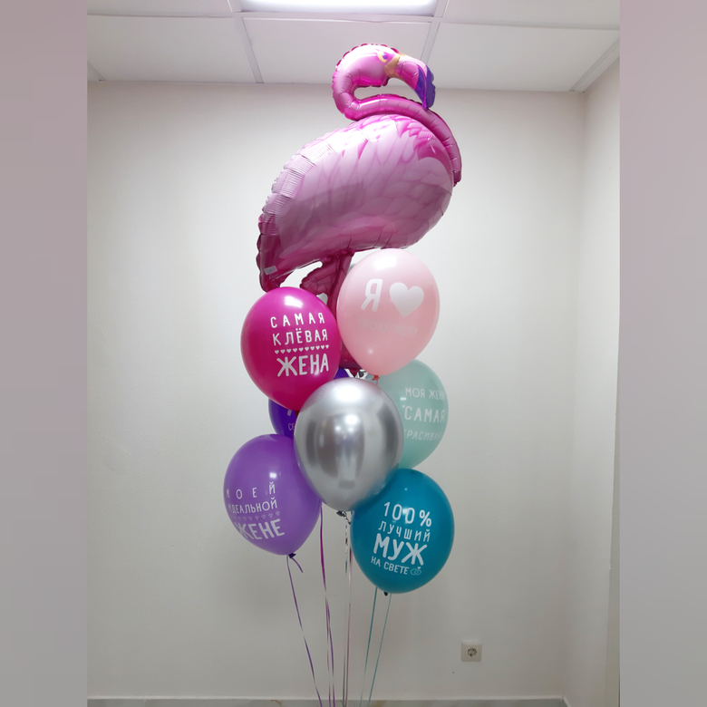 Букет Фламинго и 8 шаров