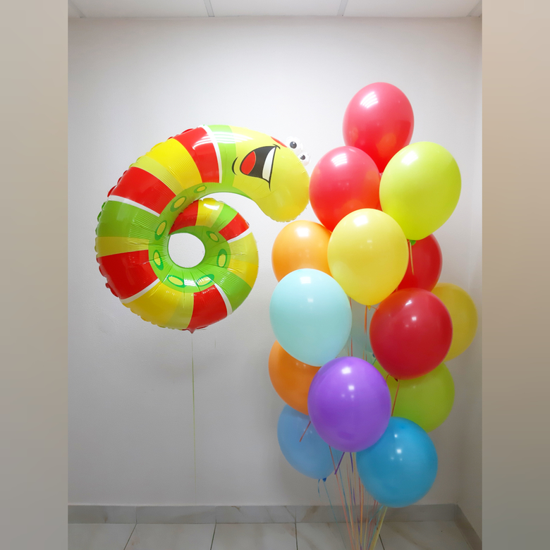 Цифра животное и букет 20 шаров