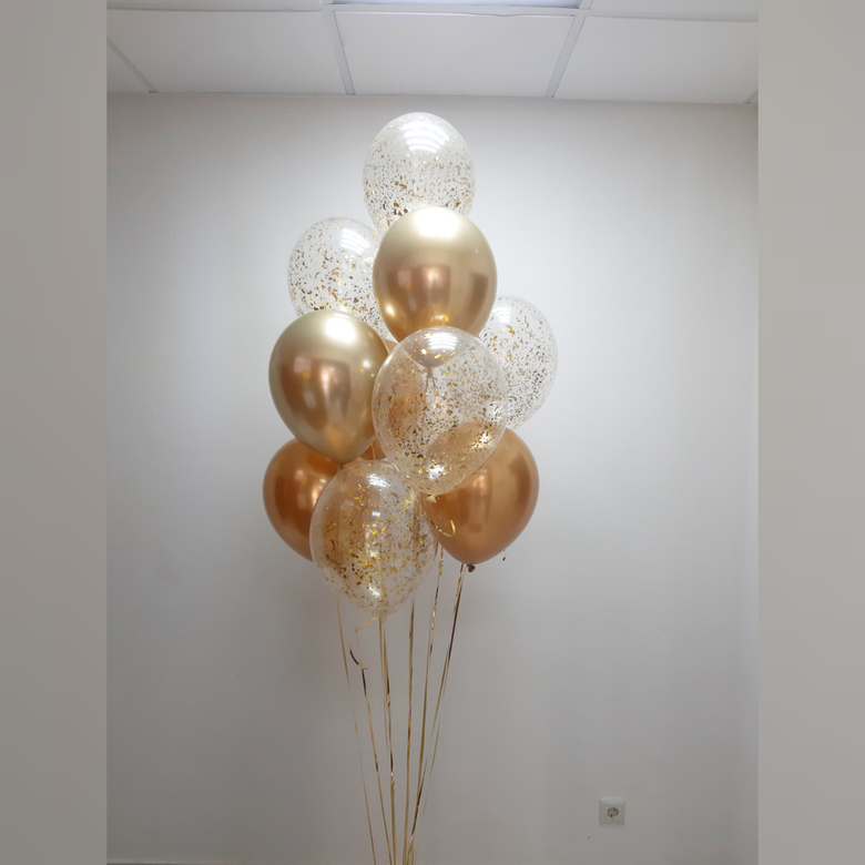 Букет 12 шаров хром конфетти