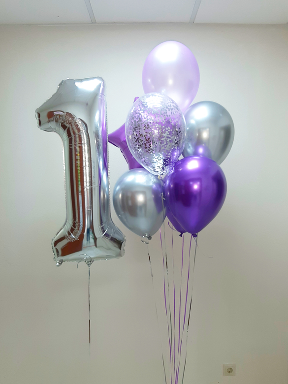 Цифра и букет из 7 шаров