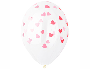 Шелкография кристалл 14" Сердца розовые