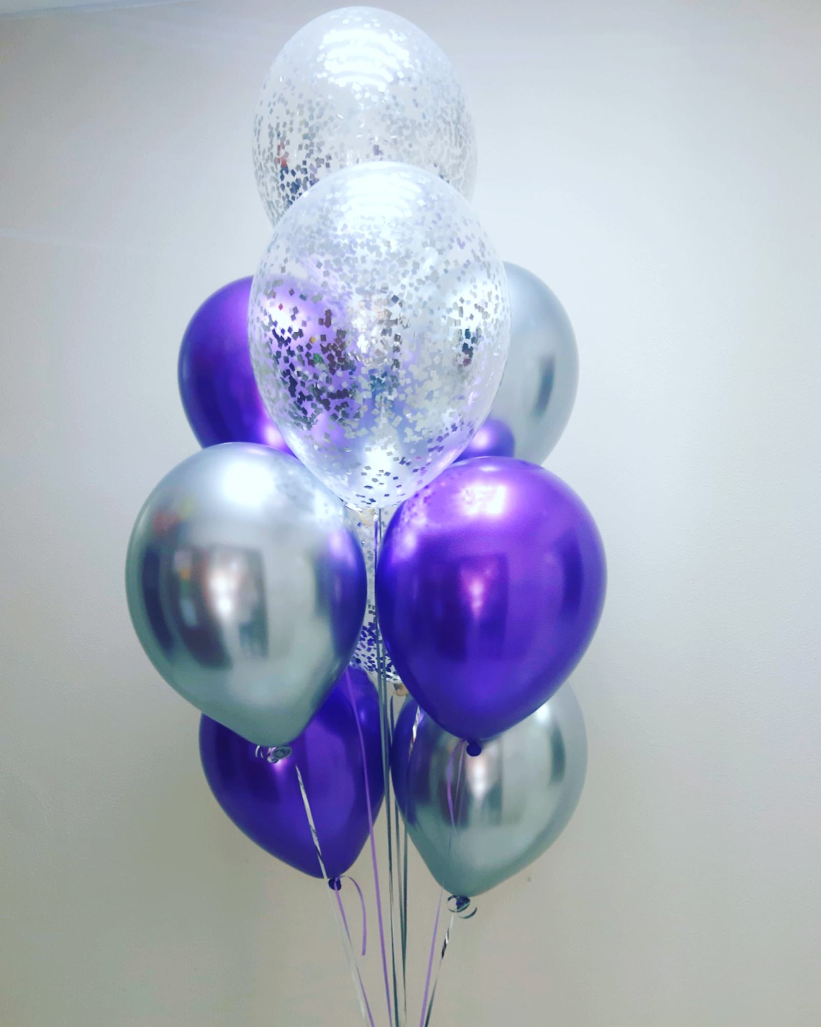 Букет хром шаров с конфетти