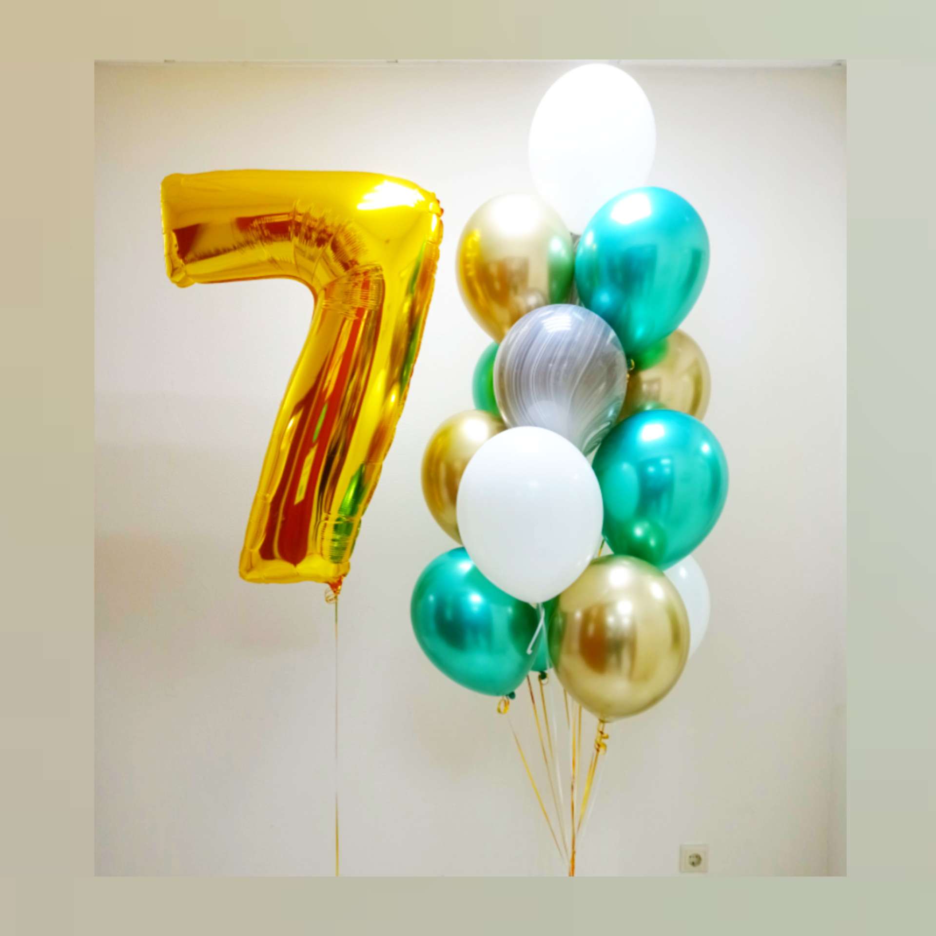 Цифра и букет из 15 шаров