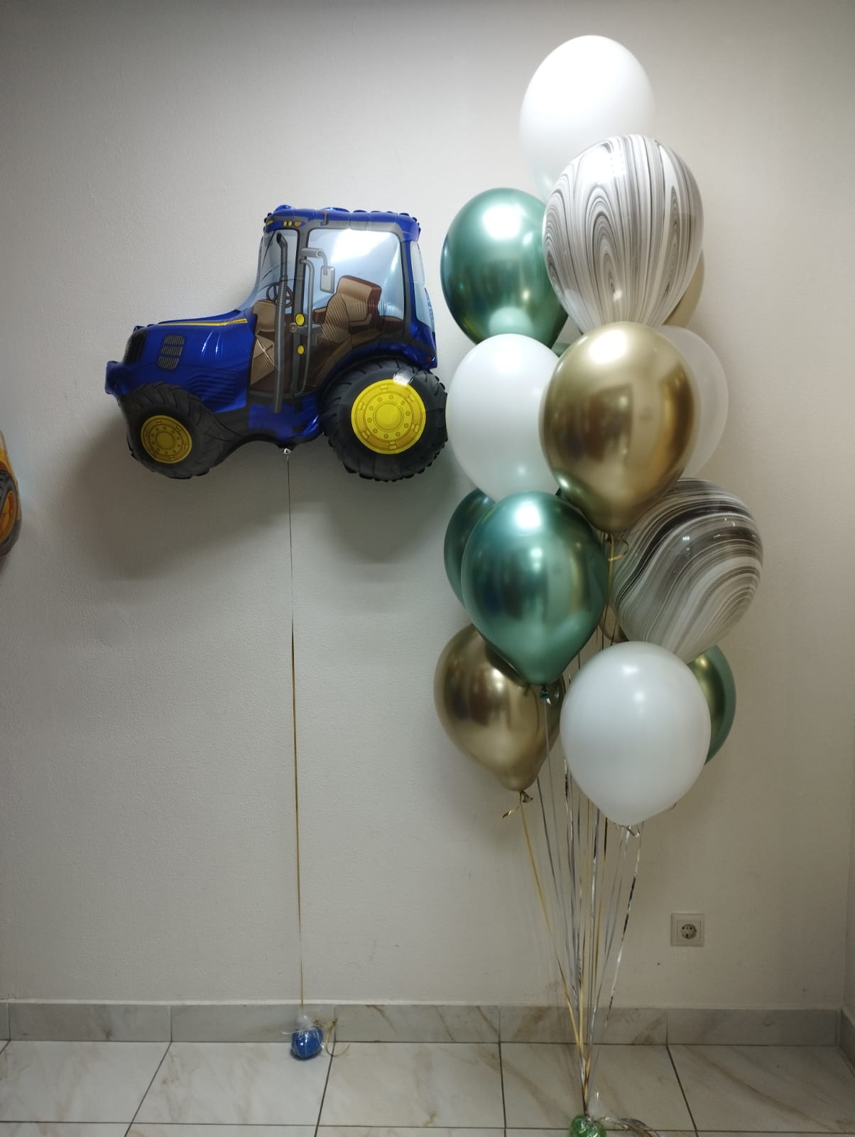 Трактор шар и букет хром