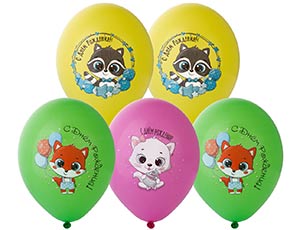 Шар с рисунком 14" С ДР Зверюшки 4цв