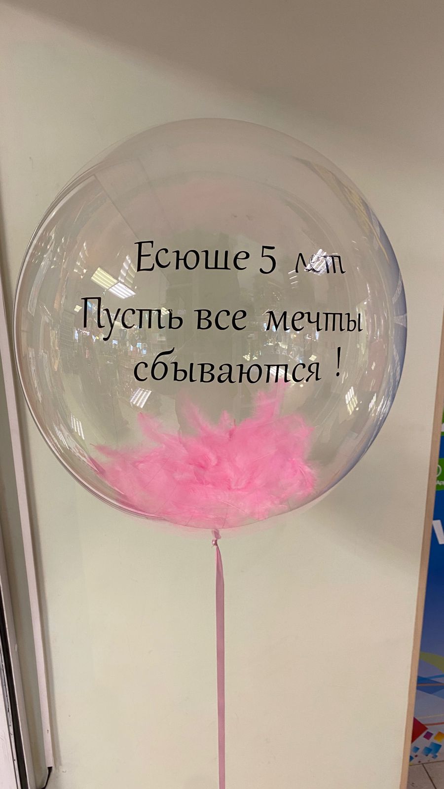 Шары с перышками и надписью