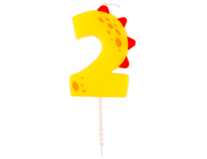 Свеча -цифра "2" Динозаврик 6см/V