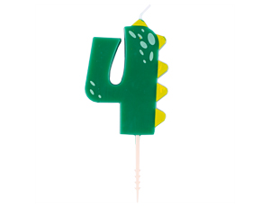 Свеча -цифра "4" Динозаврик 6см/V