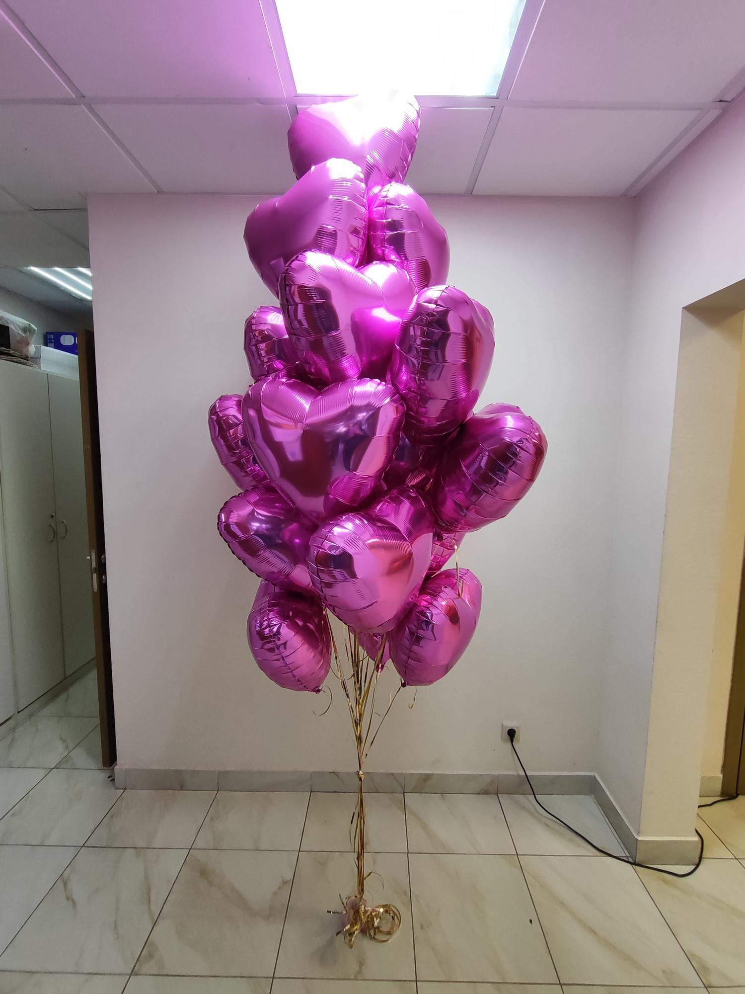 Букет 20 шт сердец розовых шаров