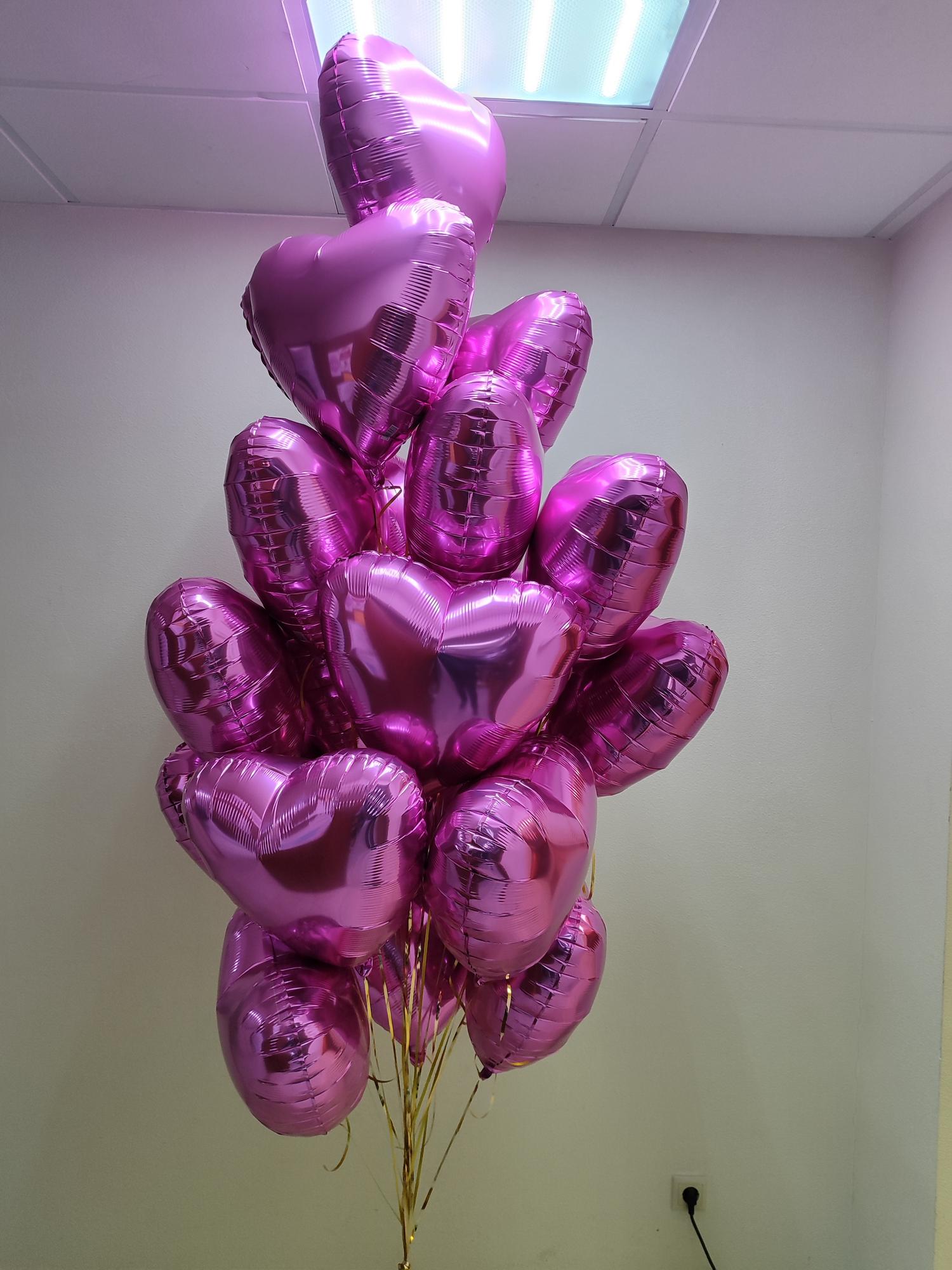 Букет 20 шт сердец розовых шаров