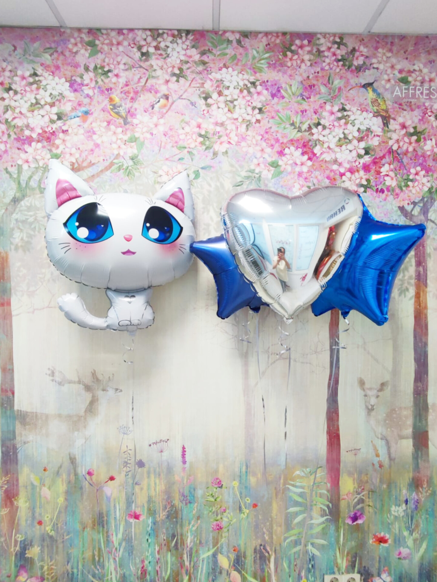 Шар кошечка и букет из фрльги