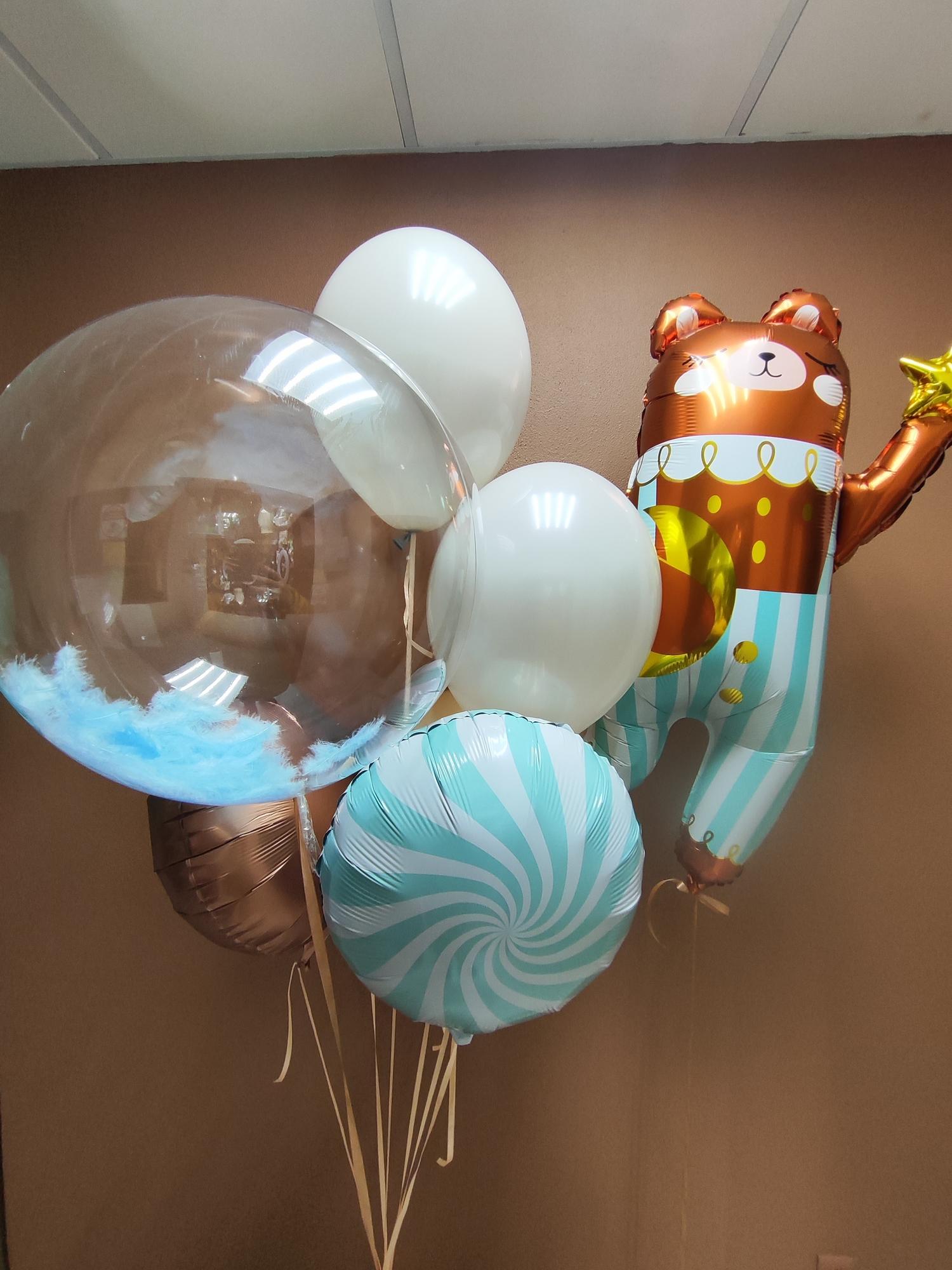 Букет с Днём Рождения с Мишкой