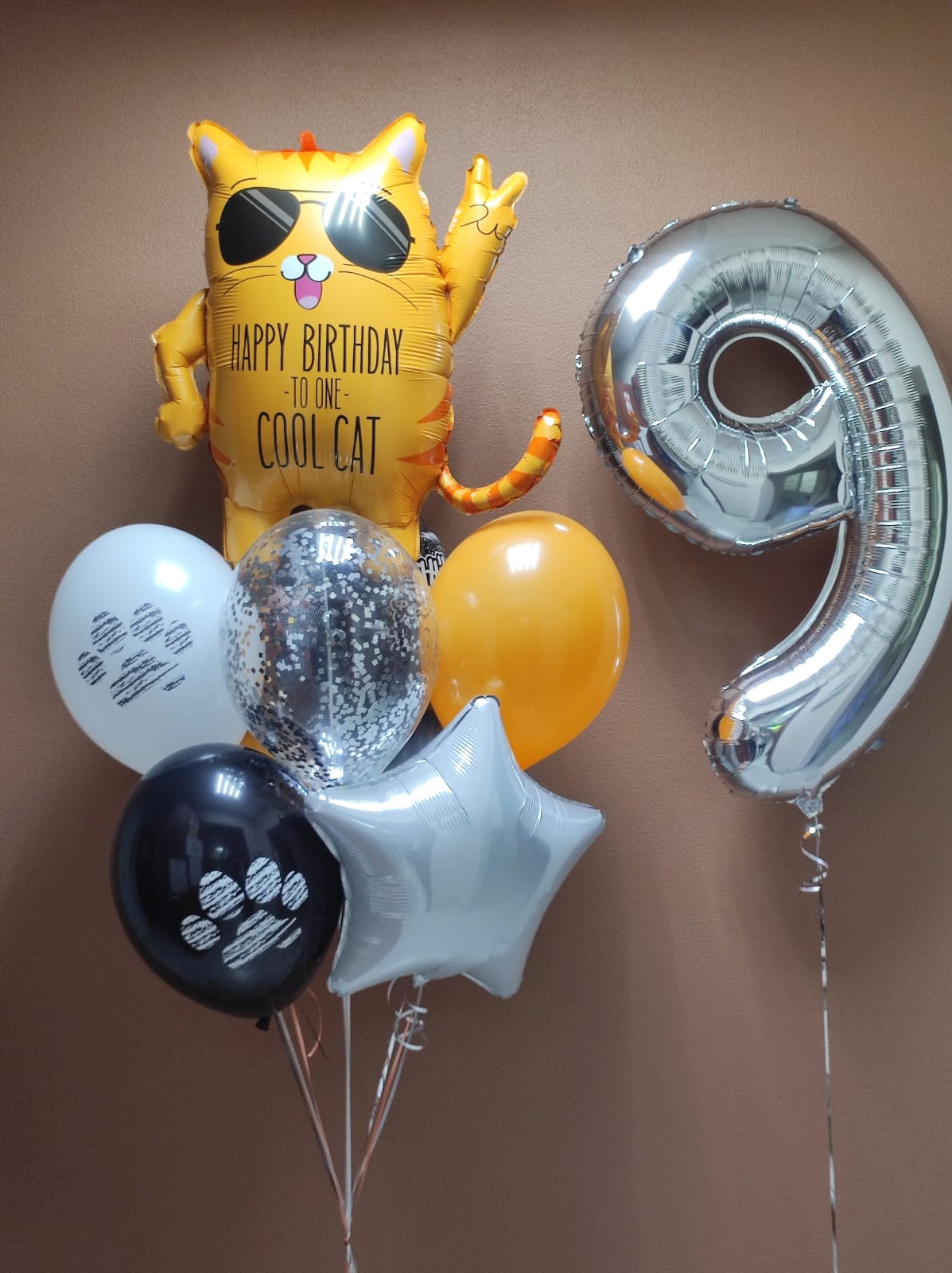 Шар рыжий кот в очках букет