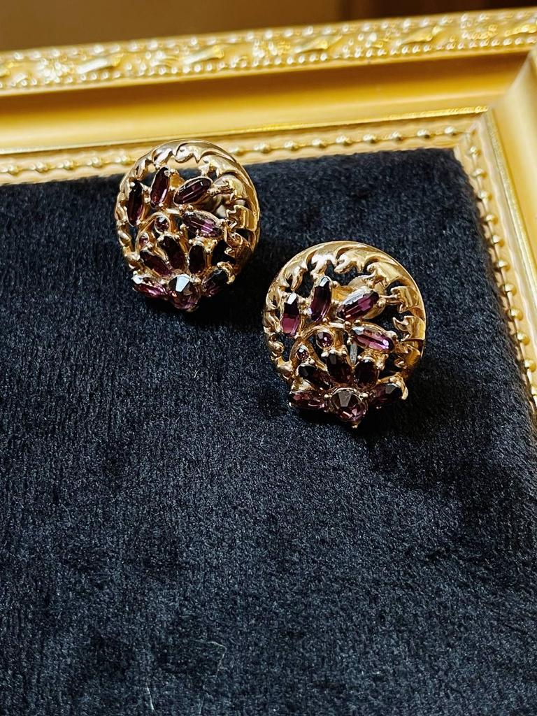 Винтажные клипсы «Фиолетовый кристалл»