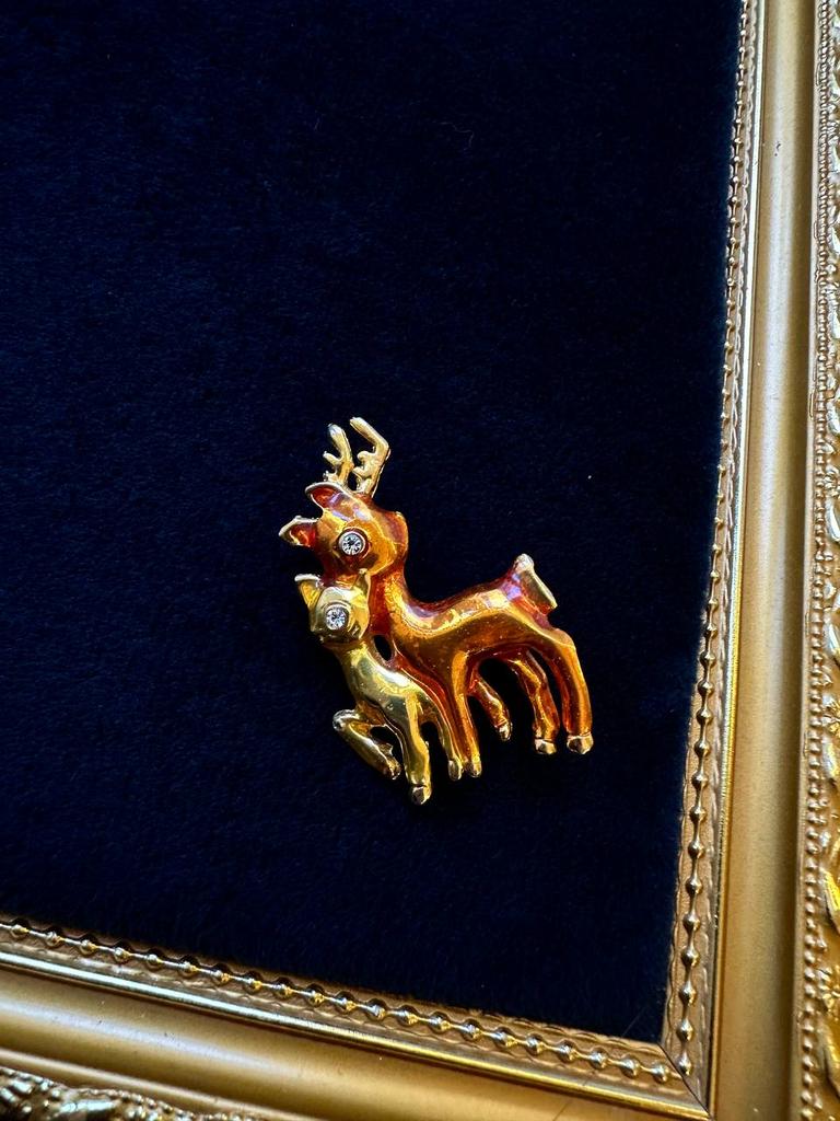 Винтажная брошь «2 Оленёнка»