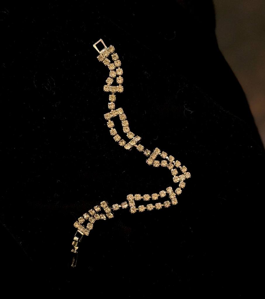 Винтажный браслет «Прямоугольная цепь со стразами»