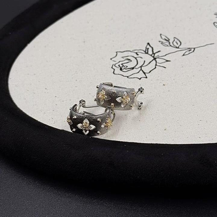 Серьги «Самородок» в серебряном оттенке