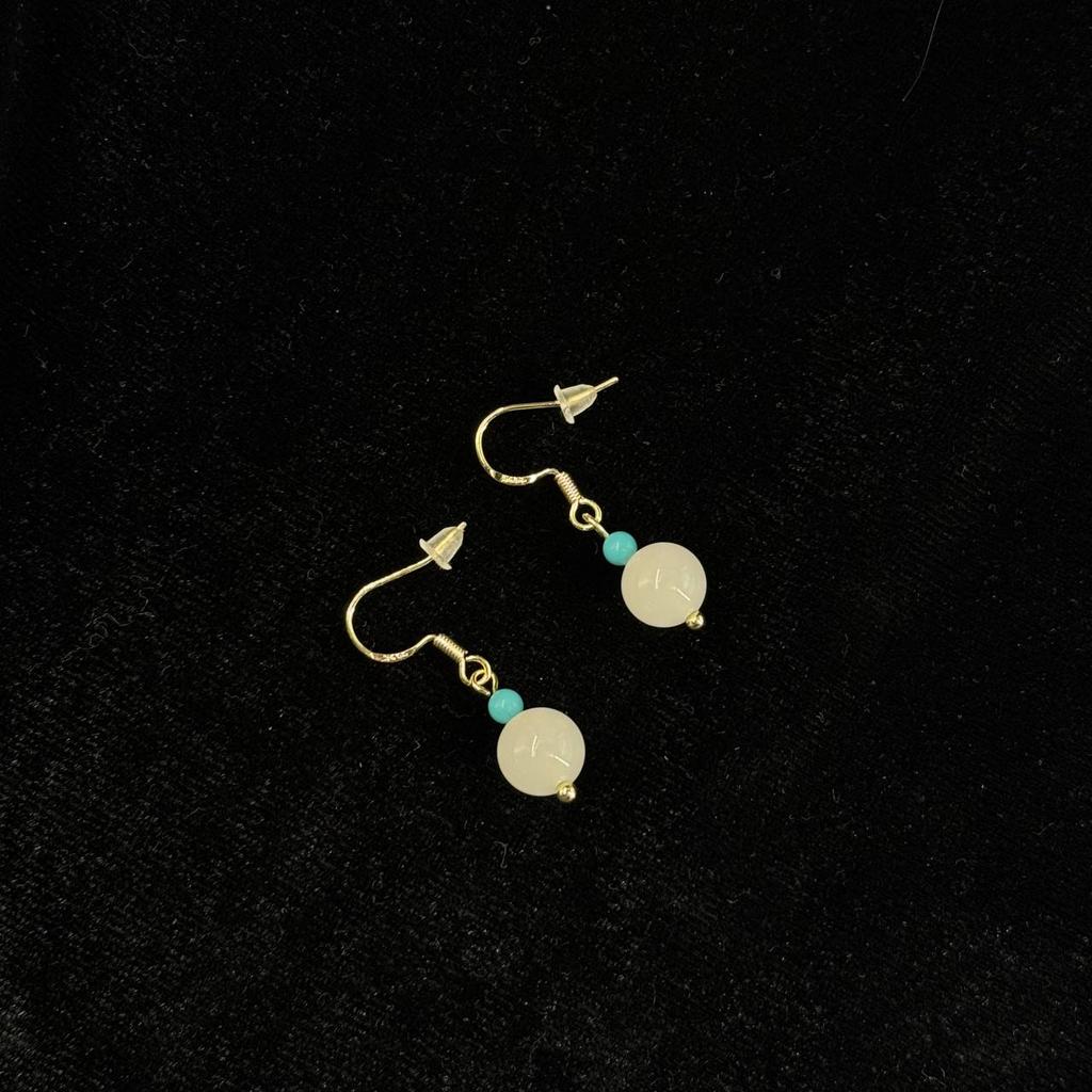 Серьги "Капелька с нефритом и бирюзой"