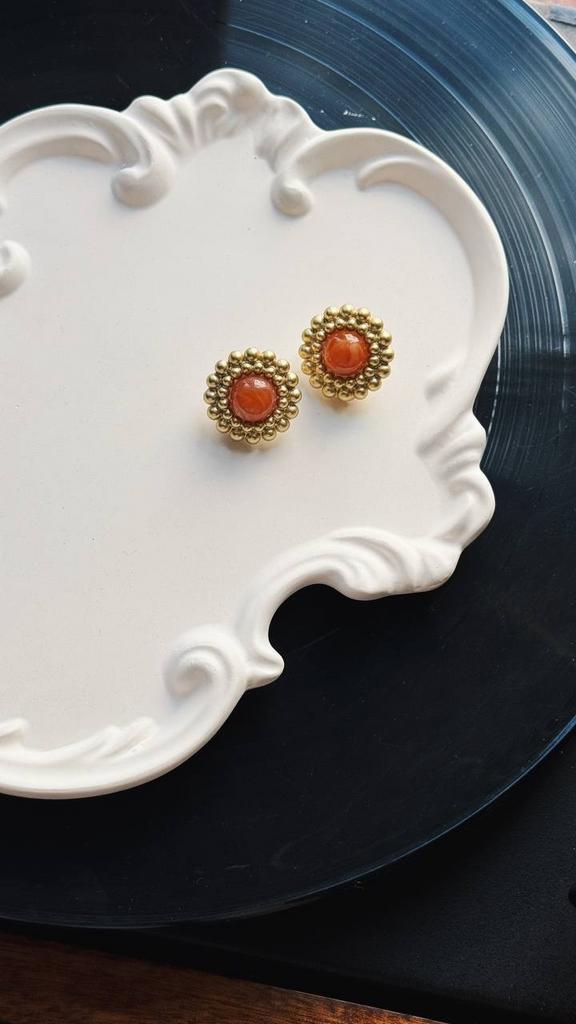 Винтажные клипсы «Янтарный круг»