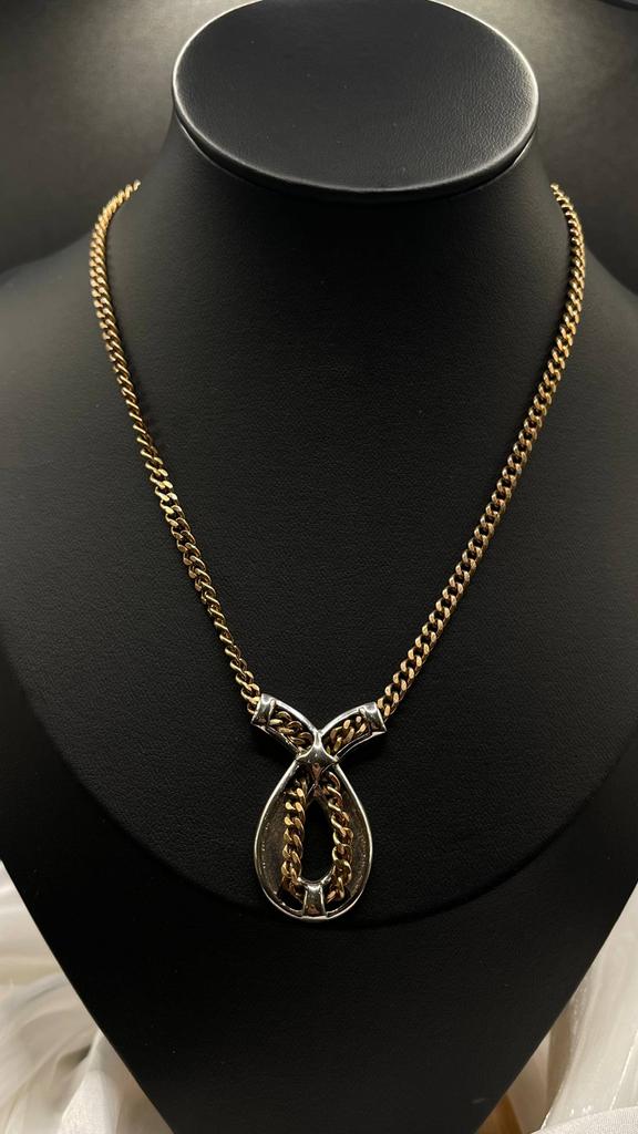 Винтажная цепь-кулон "Гравюра в движении", JJ, США, 70е