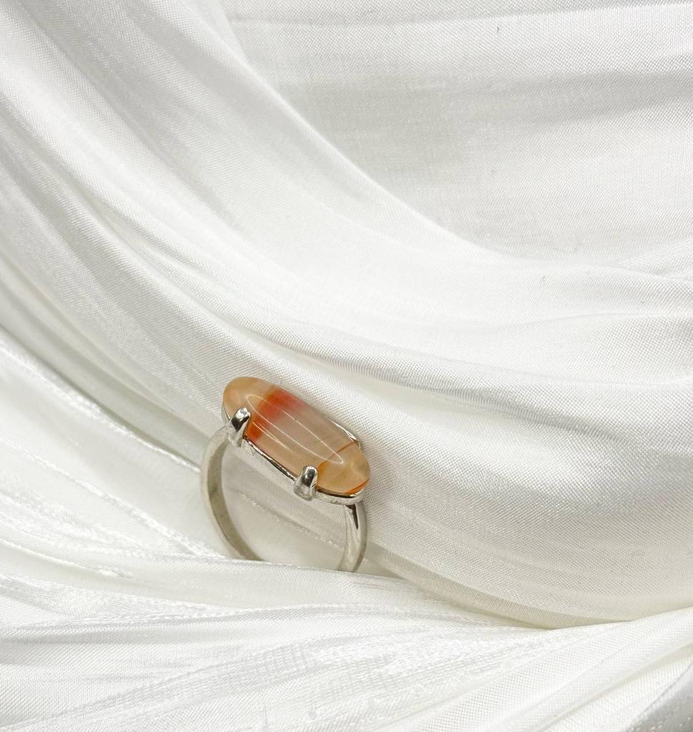 Винтажное кольцо «Полосатый ритм» со вставкой из ювелирного стекла, 80е, регулируемое