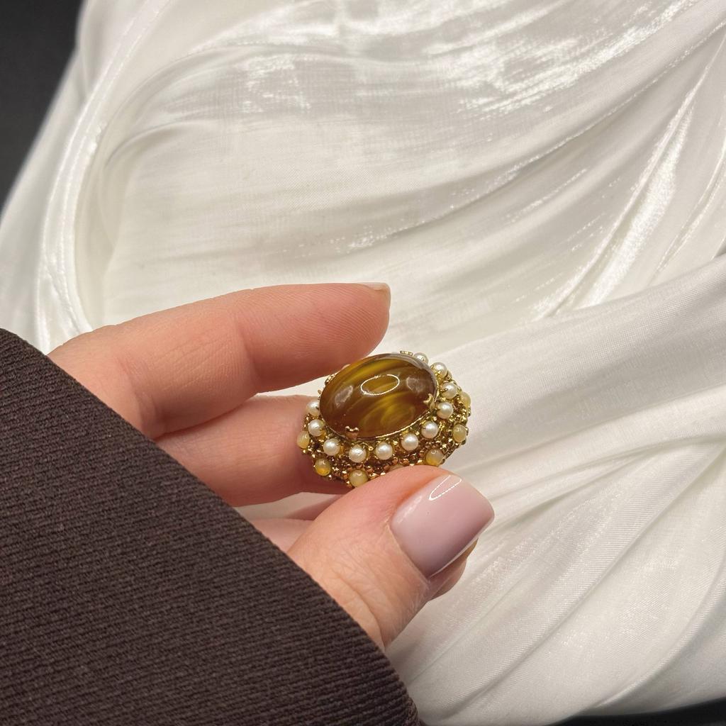 Винтажная брошь «Кошачий глаз», 80е