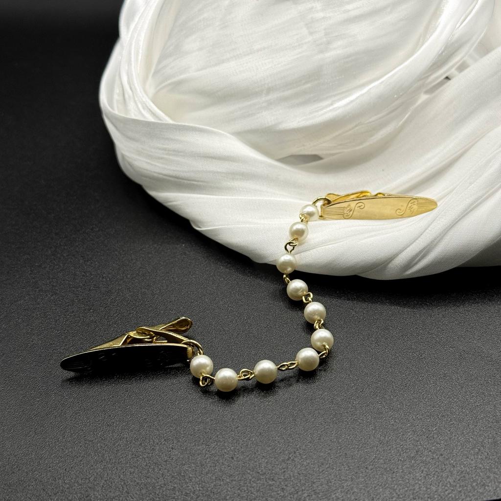 Винтажный зажим «Жемчужная нить», 70е