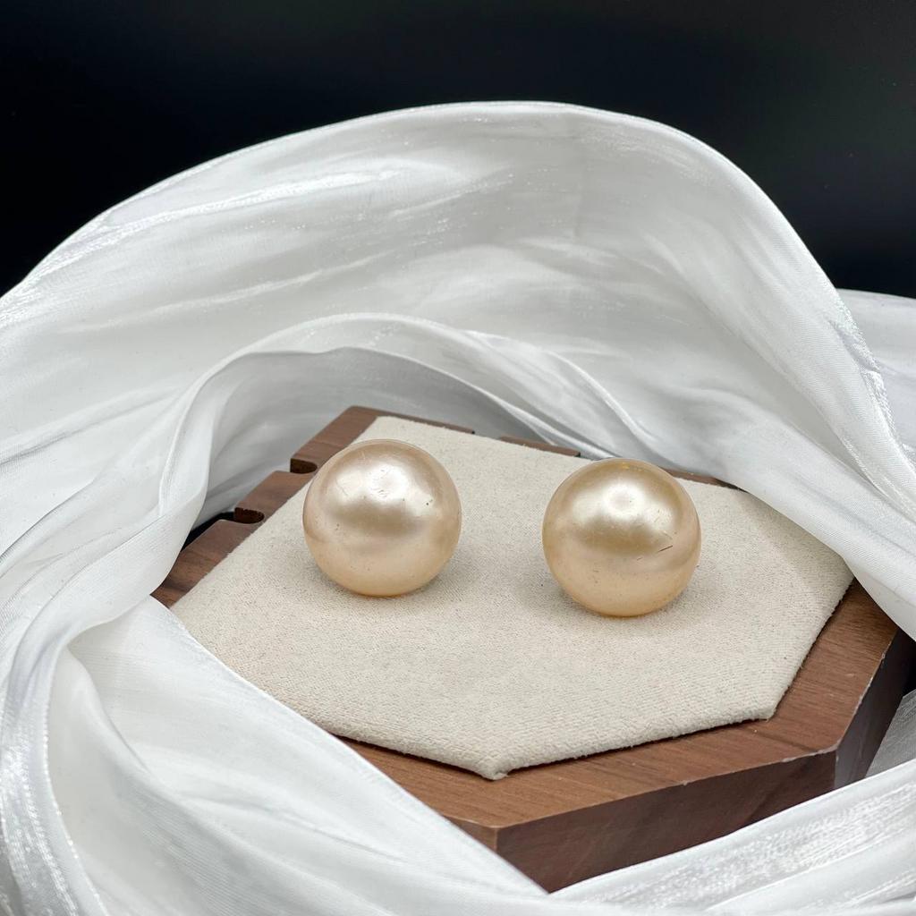 Винтажные клипсы «Pearl in champagne», Hong Kong, 80-90е