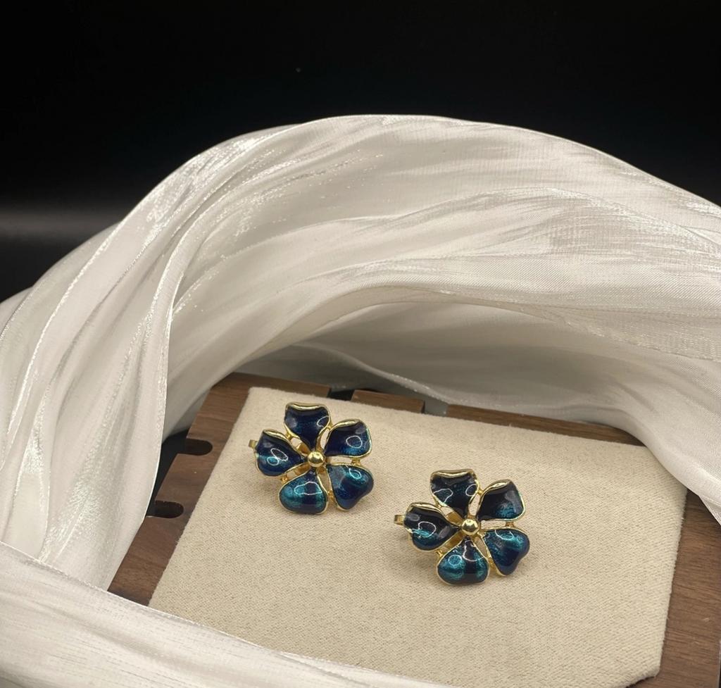 Винтажные клипсы “Blooming blue”, США, 80-90е