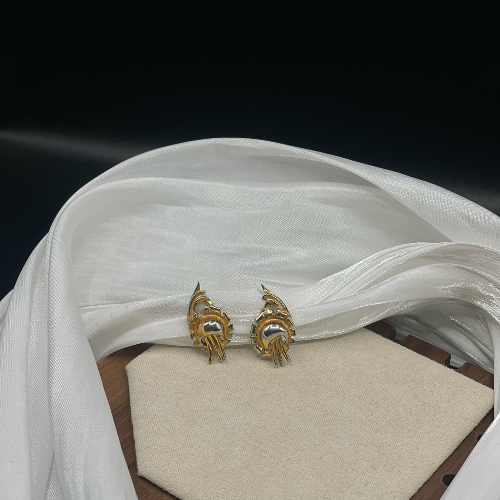 Винтажные клипсы «Золотистая абстракция», США, 80-90е