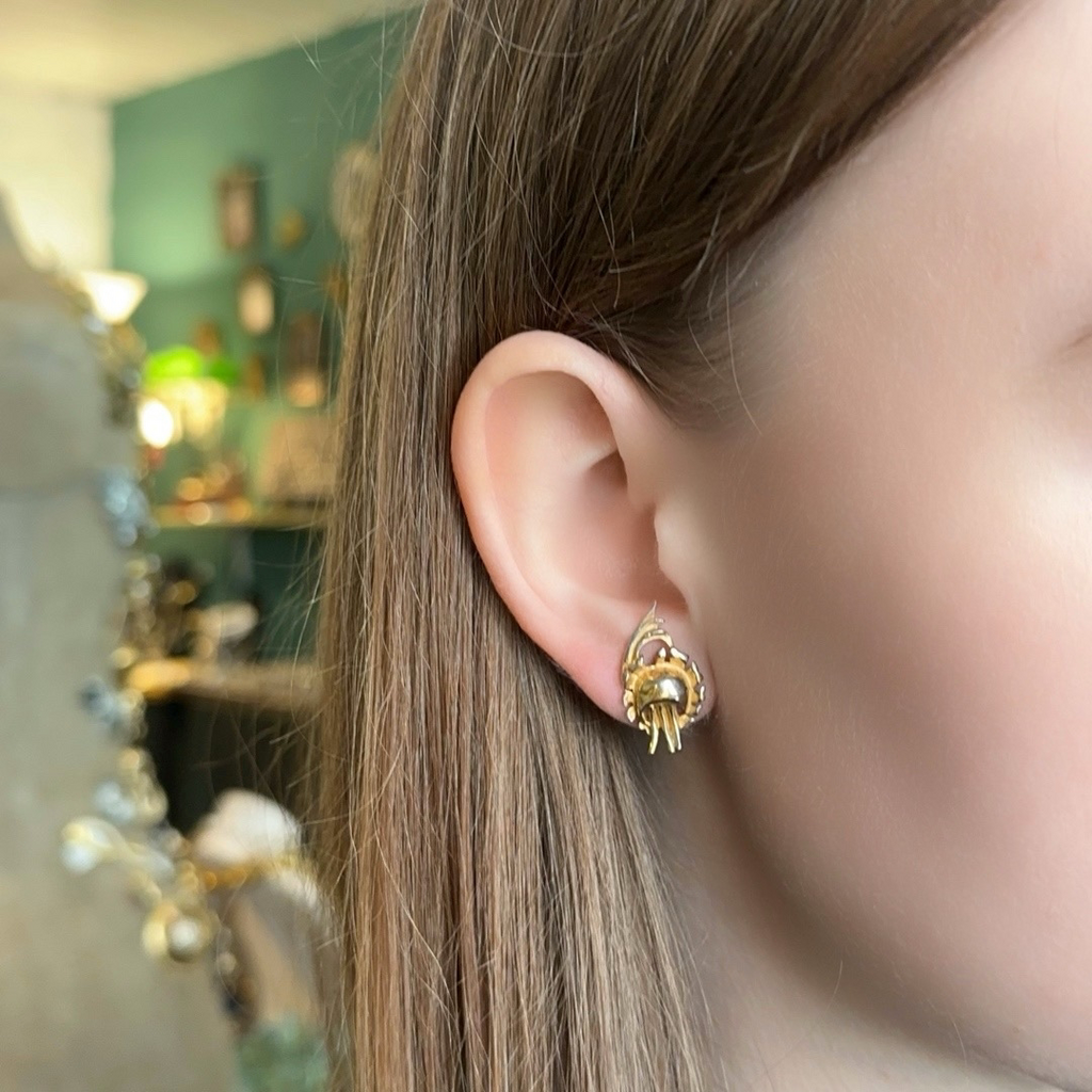 Винтажные клипсы «Золотистая абстракция», США, 80-90е