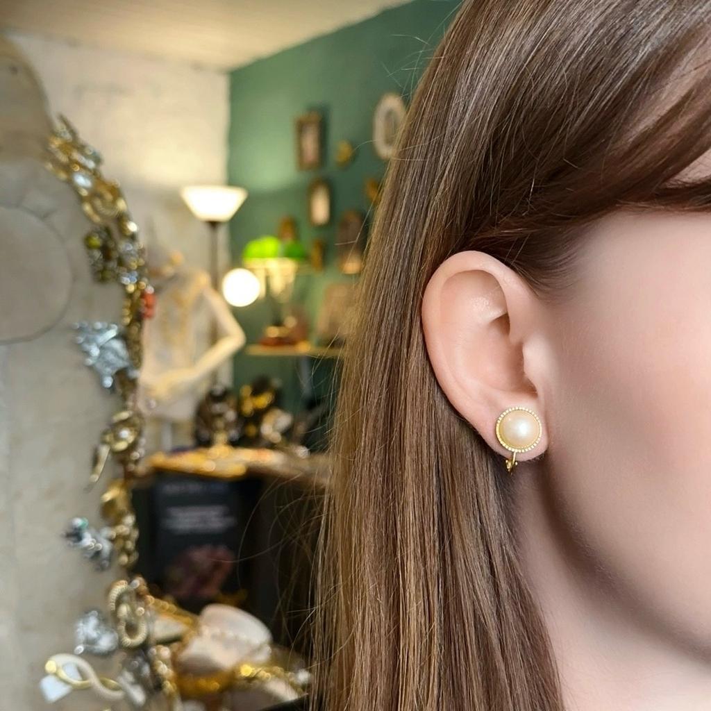 Винтажные клипсы “Pearls and gold”, США, 80-90е