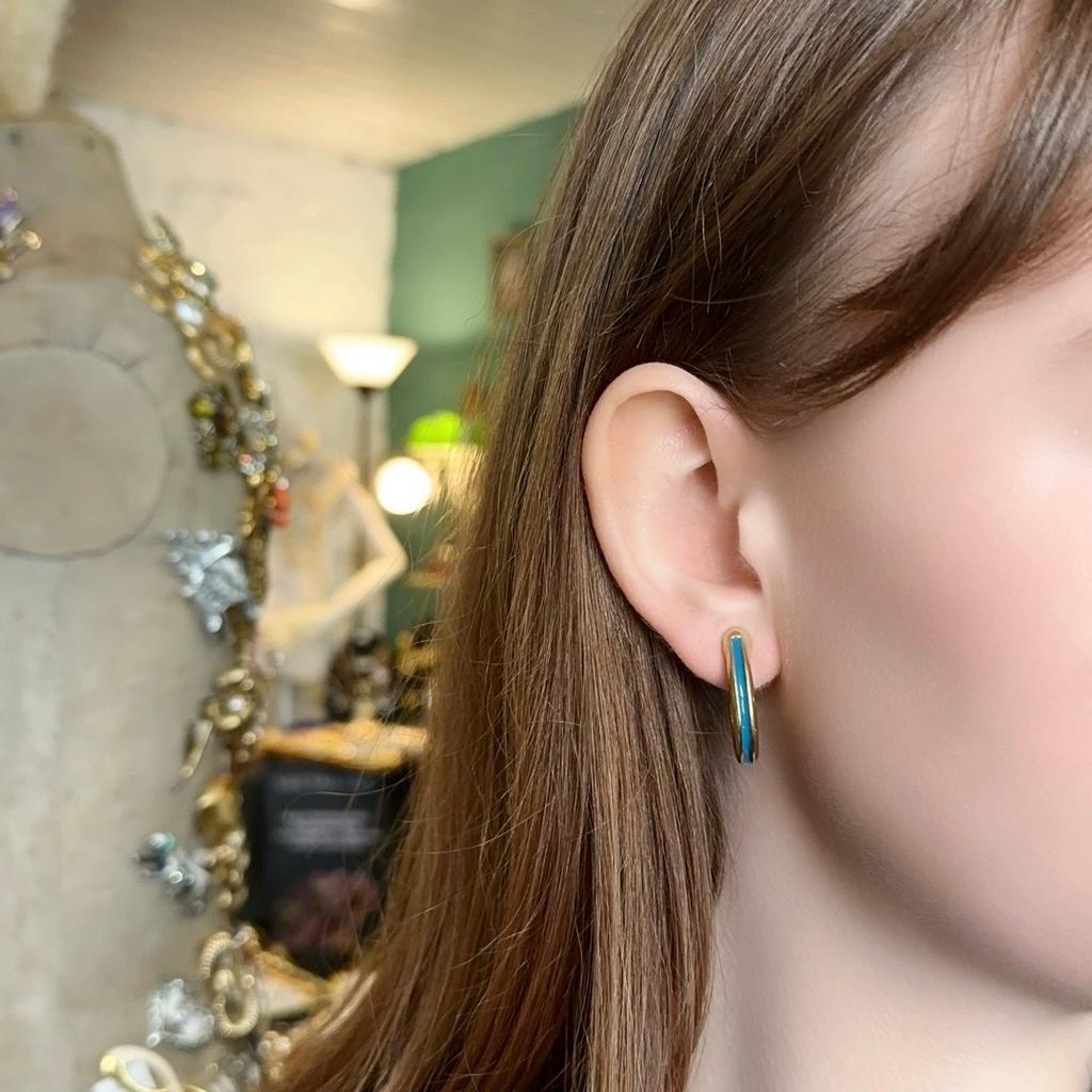 Винтажные клипсы “Navy blue”, США, 80-90е