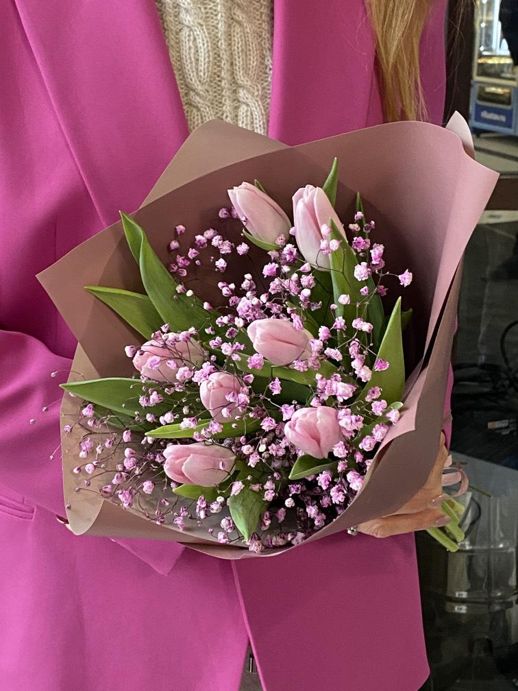 Тюльпаны с гипсофилой №006