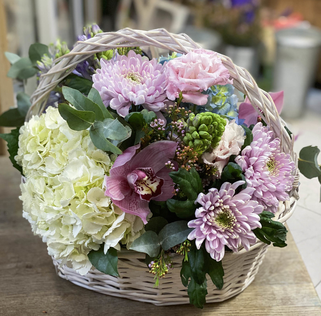 Корзина с гортензией