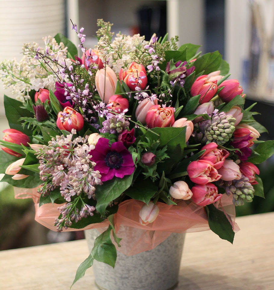 Букет с тюльпанами и гиацинтами №105