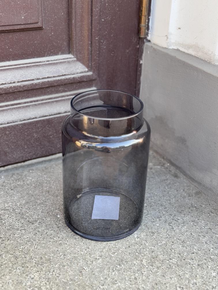 Ваза серое стекло 15*23 см №244