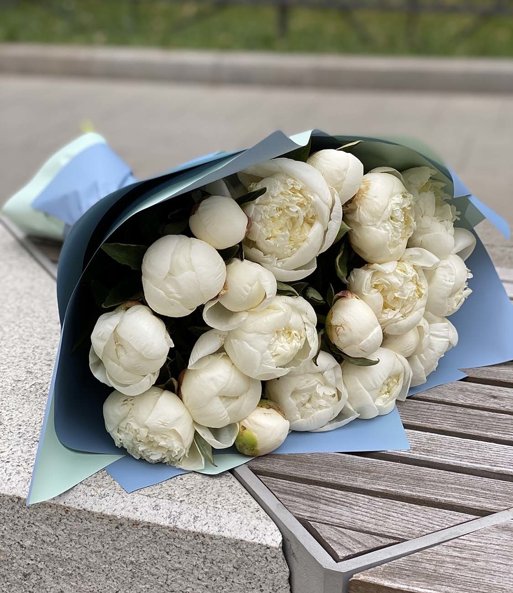 Пионы белые 19 шт №432