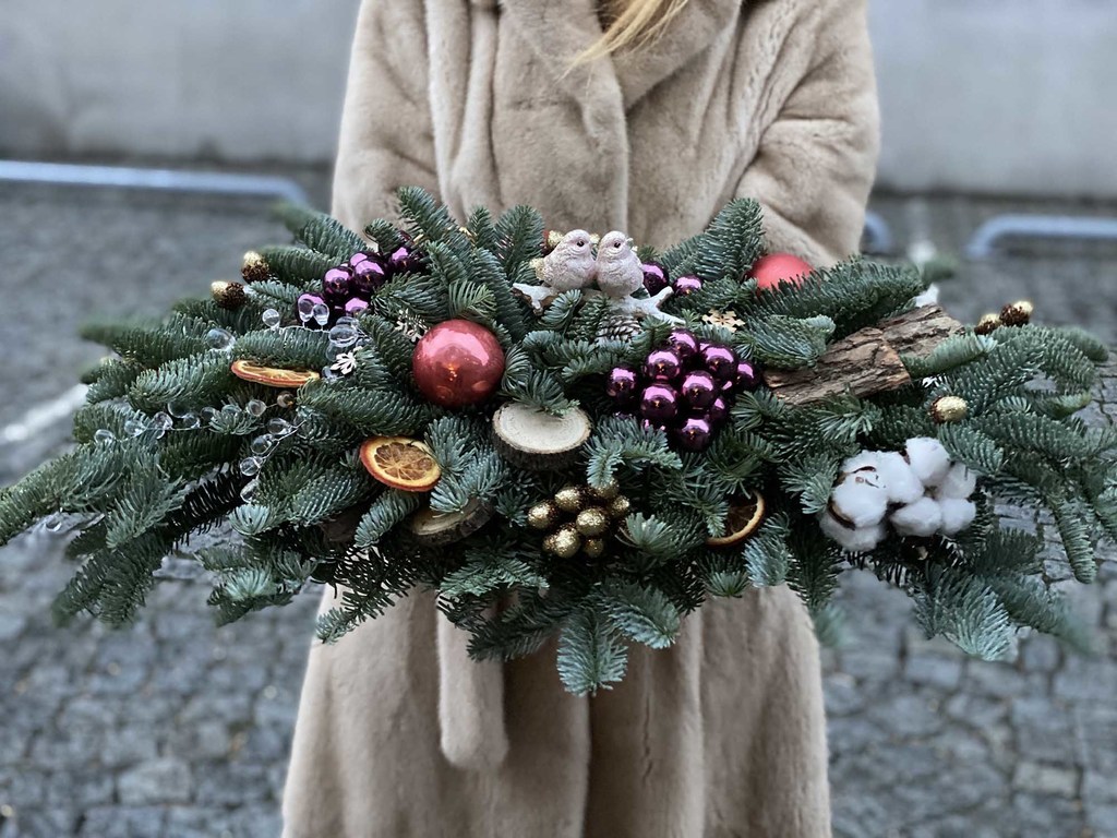 Новогодняя композиция с корой №477