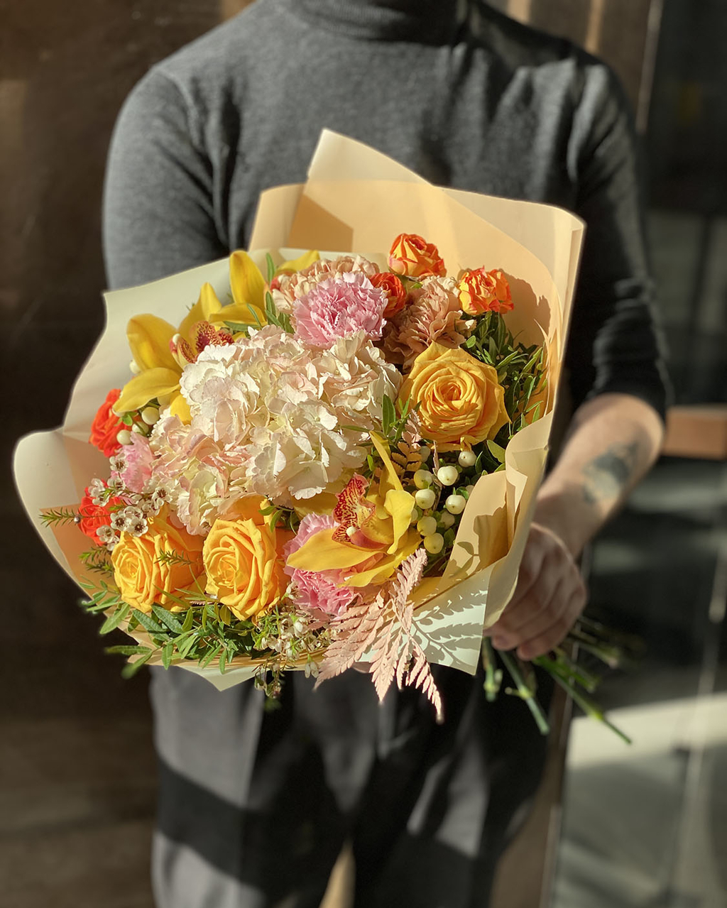 Необычные розы в букете №614