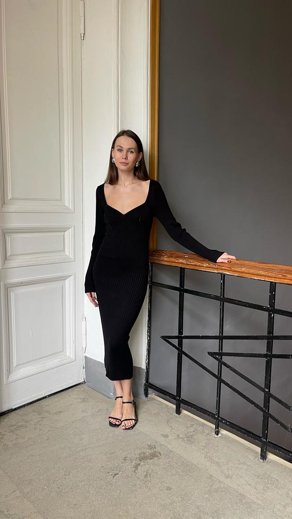 Вязаное платье Selfmade черное, M-L