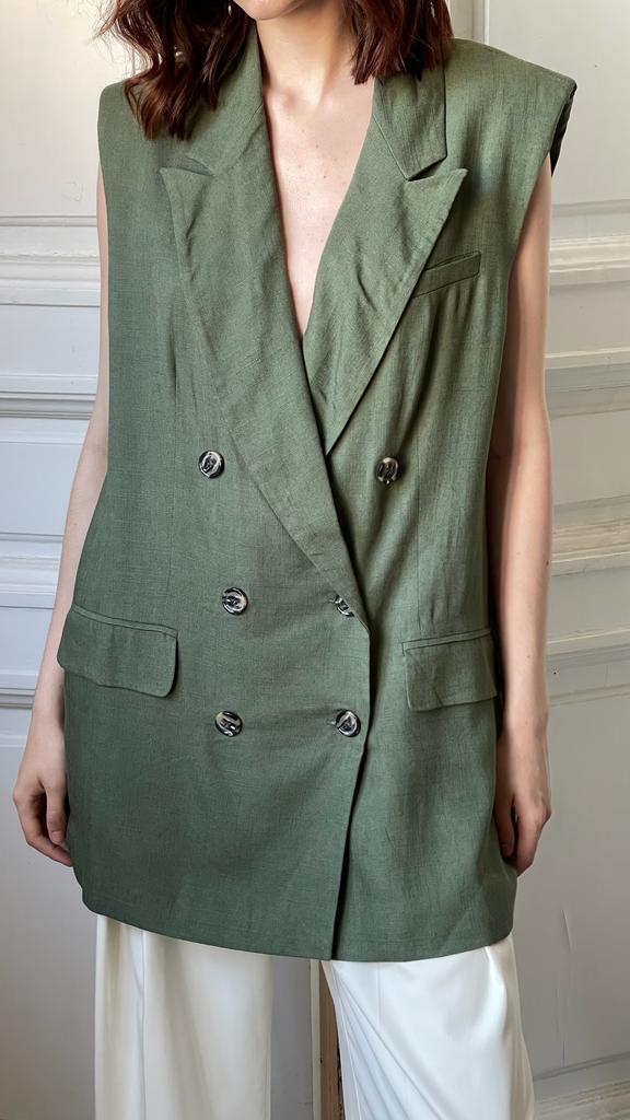 Жилет с подплечниками из льна SELFMADE, 44