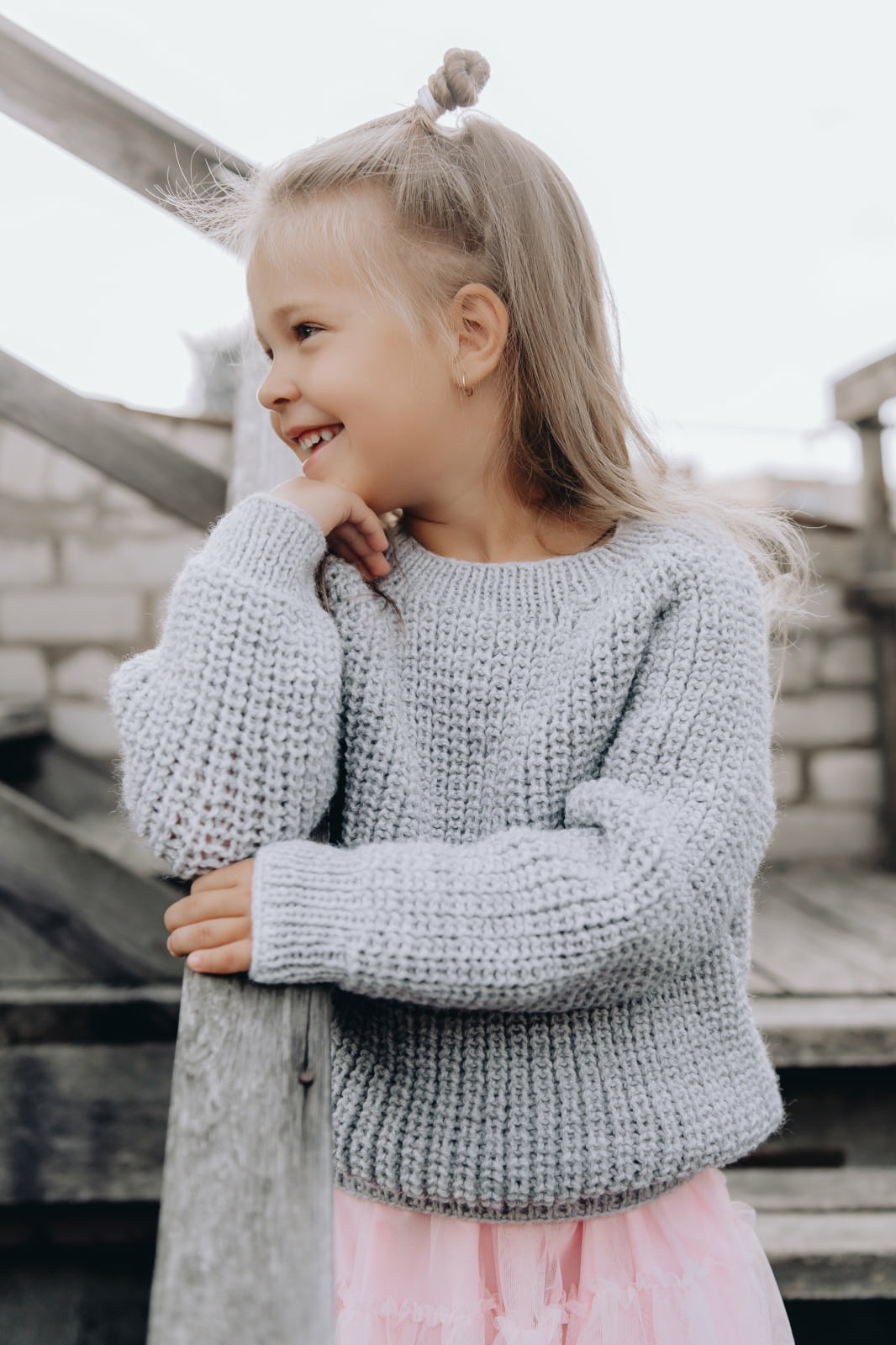 Свитер с полупатентной резинкой для девочки 5-6 лет