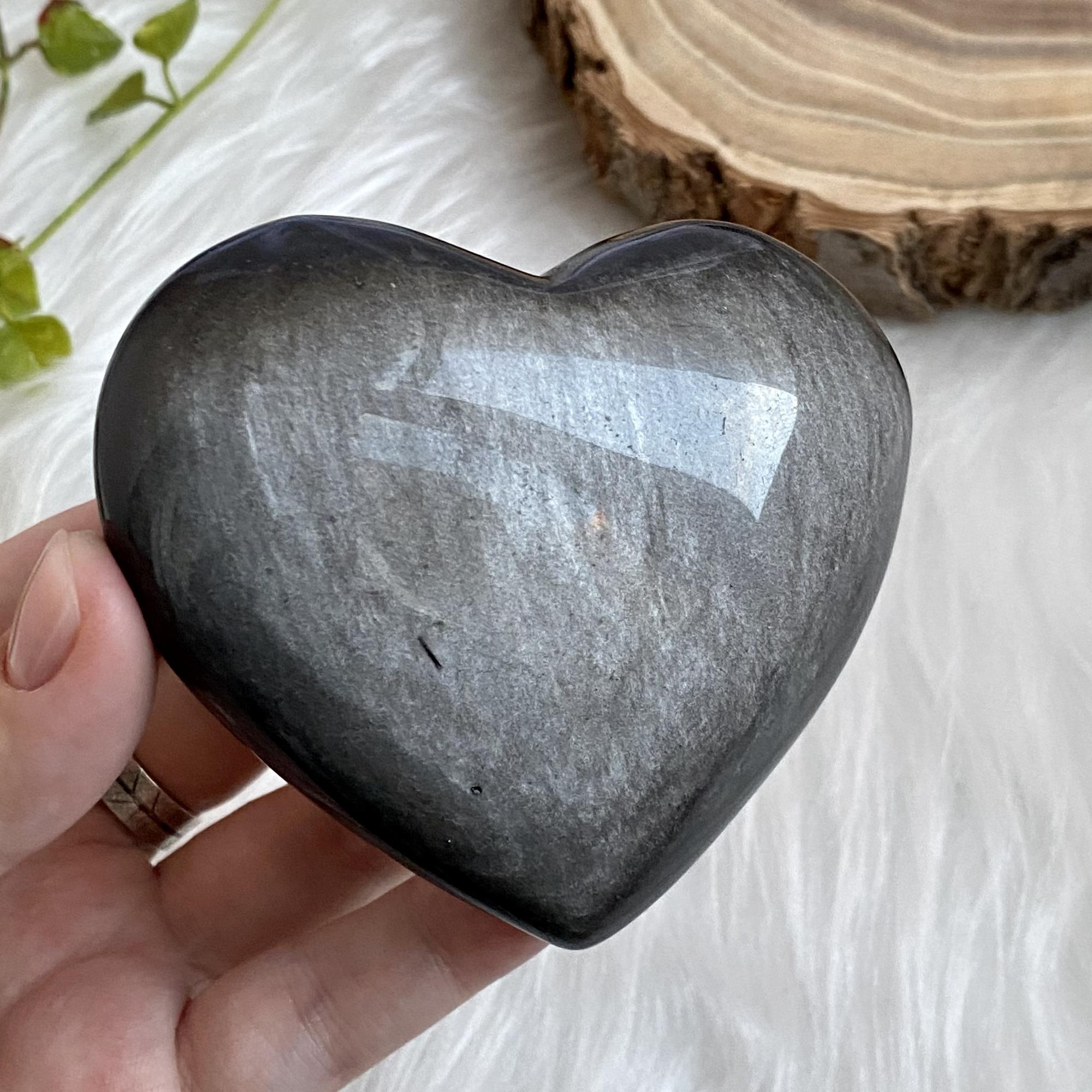 Сердце из серебристого обсидиана (XL)