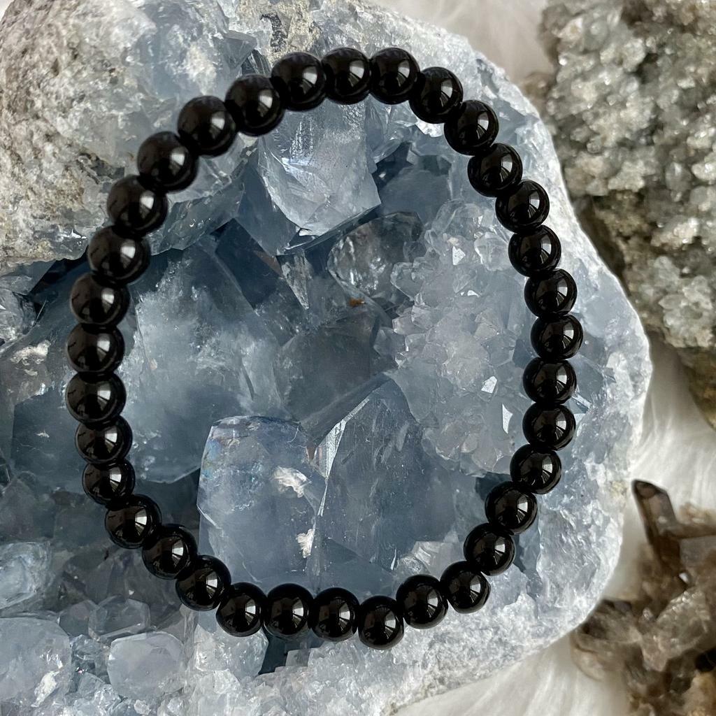 Браслет из черного обсидиана