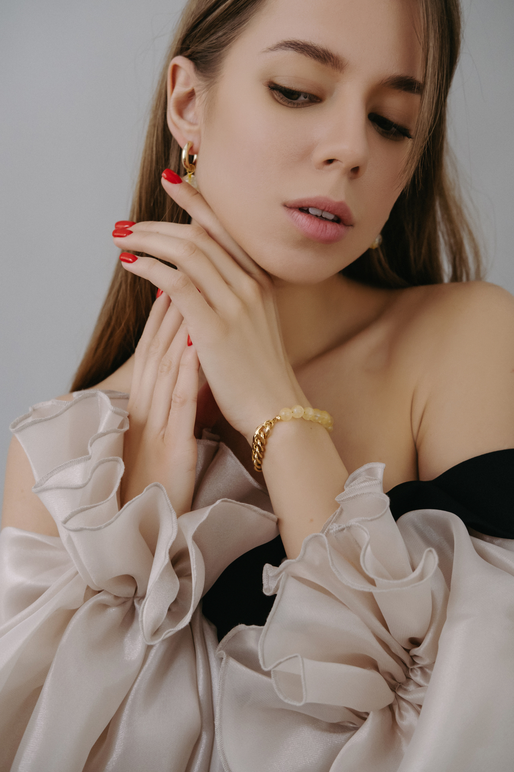 Браслет Duo gold из цитрина с цепью