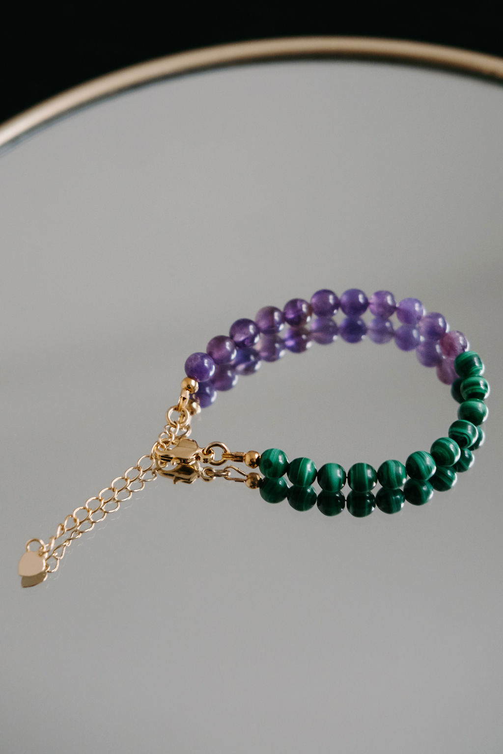 Браслет Duo gold из малахита и аметиста