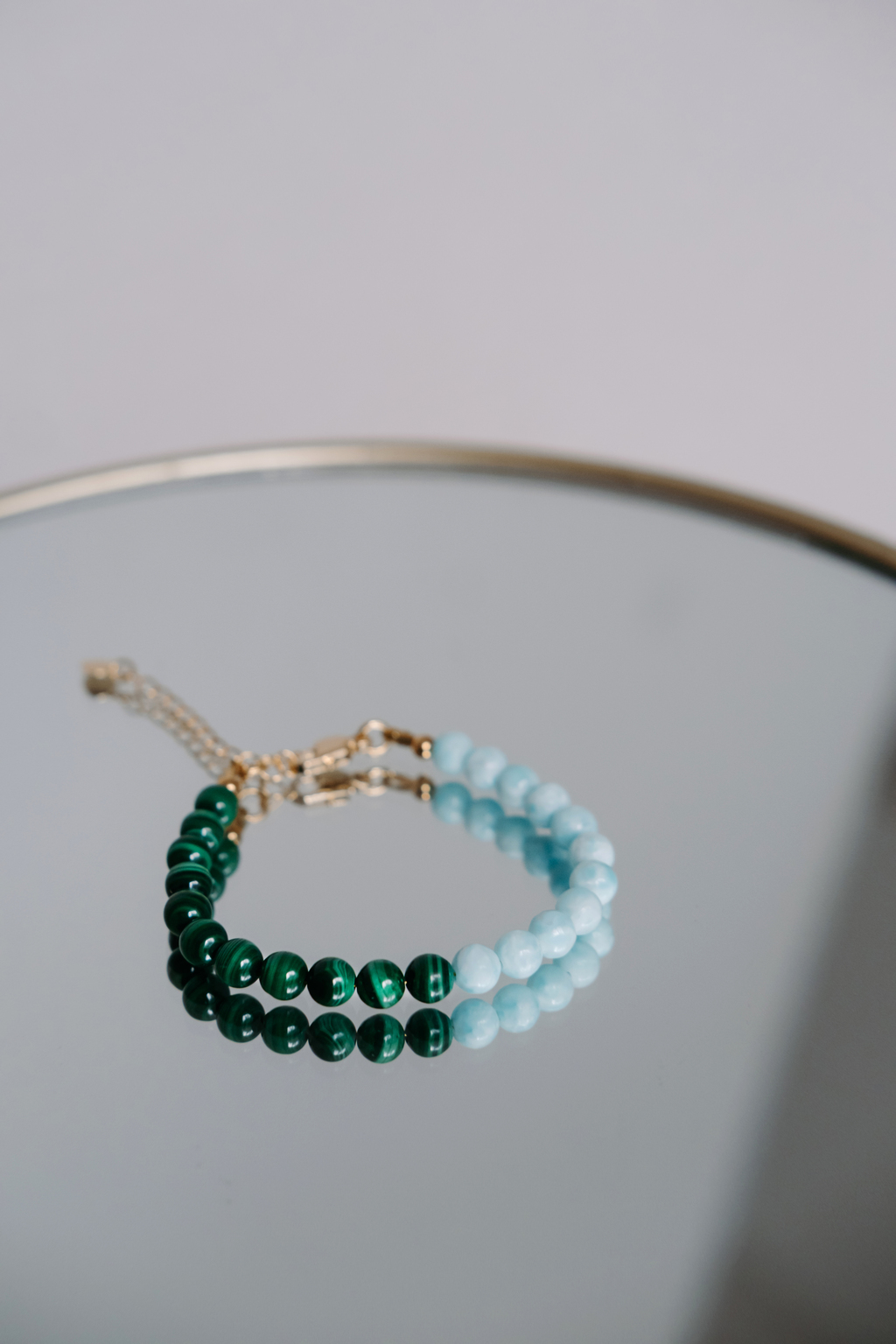 Браслет Duo gold из ларимара и малахита