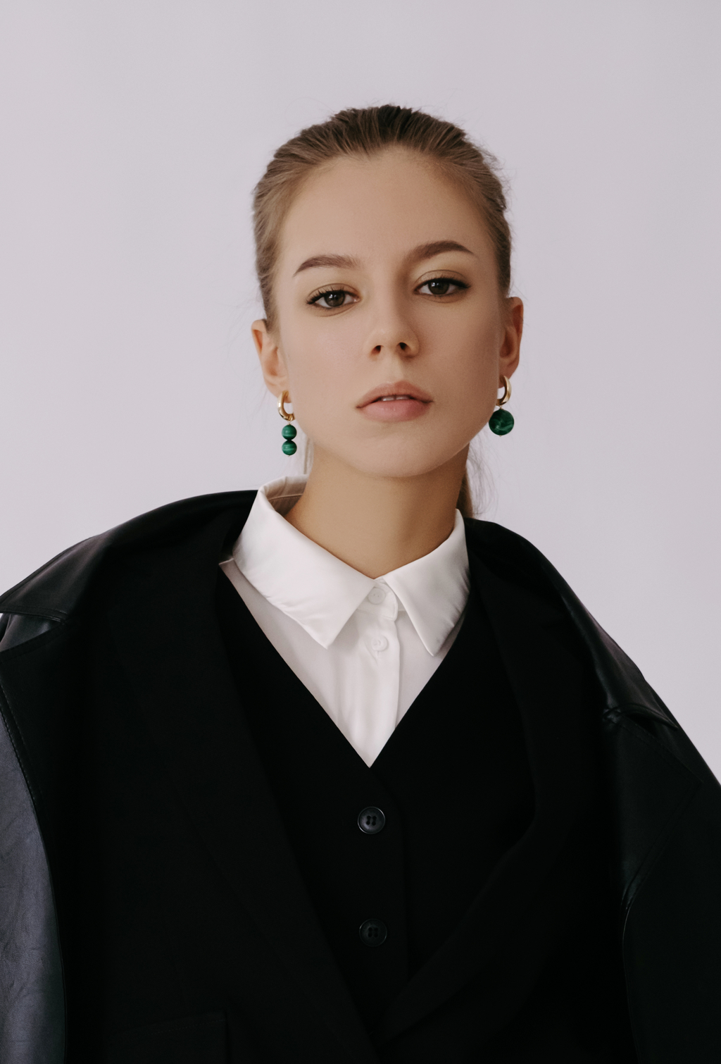 Серьги Trio gold из малахита